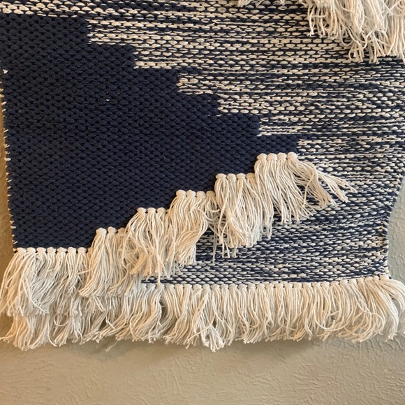 Boho wall hanging shag rug blue white - Picture 5 of 6